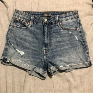 High Rise Distressed Jean Shorts